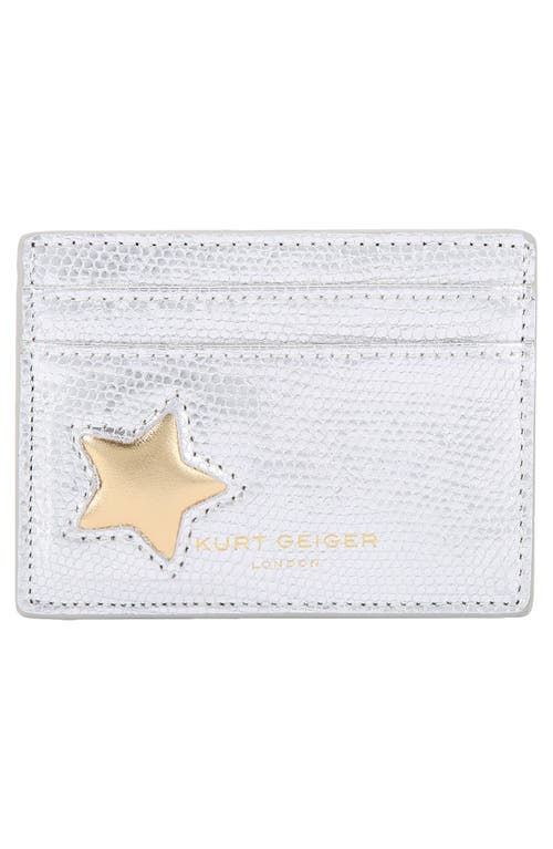 Kurt Geiger London Star Metallic Leather Card Holder In Open Grey