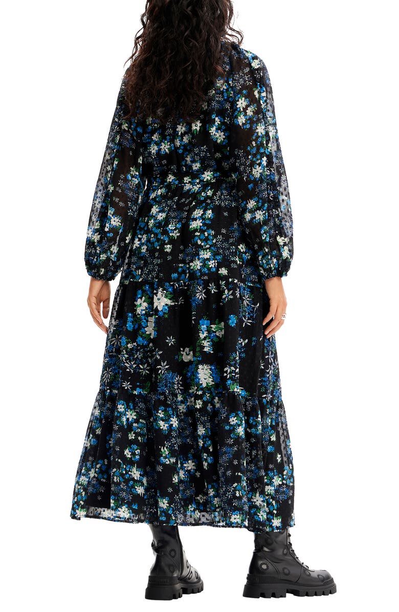 Desigual Rhode Island Floral Print Long Sleeve Maxi Dress, Alternate, color,