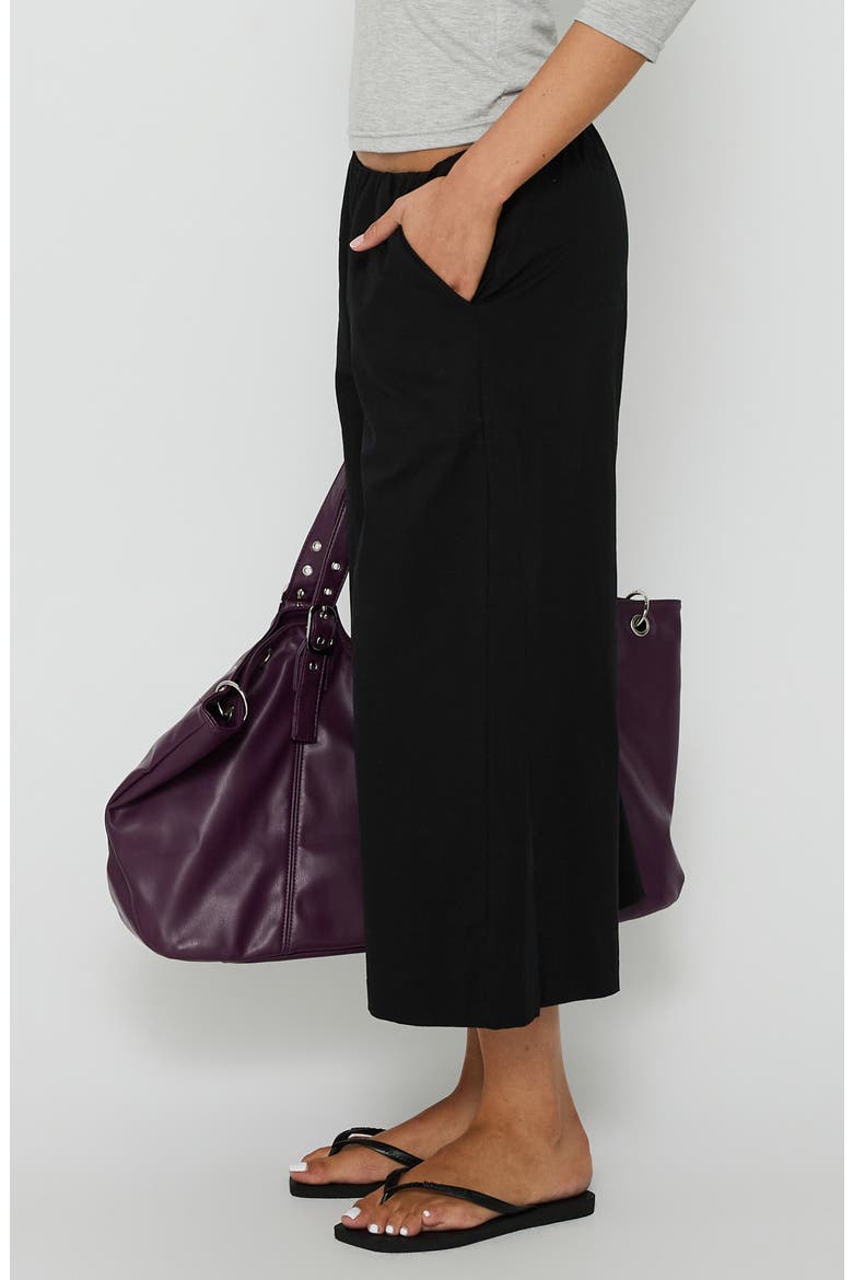 Lunea Mid Rise Crop Wide Leg Pants, Alternate, color, BLACK