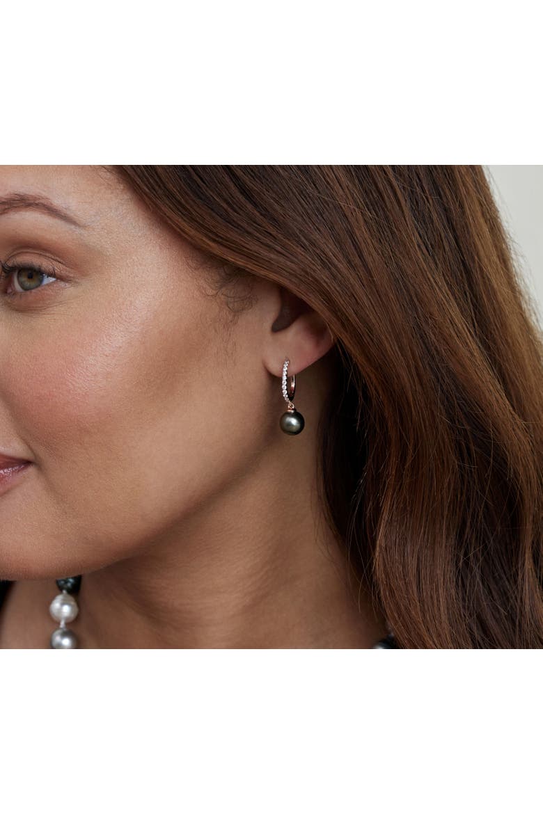 Tahitian South Sea Pearl Rose Gold Plated Zara Earrings, Alternate, color, Black Pearl