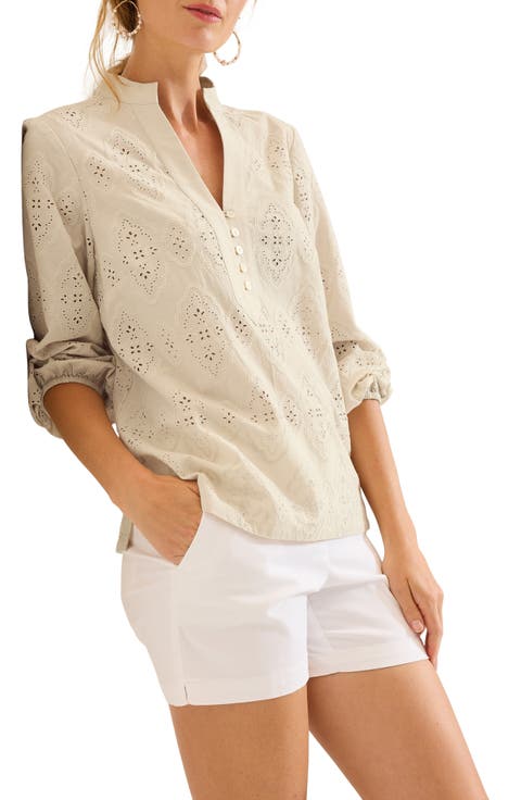 Schiffli Eyelet Top