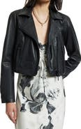 AllSaints Elora Crop Leather Biker Jacket