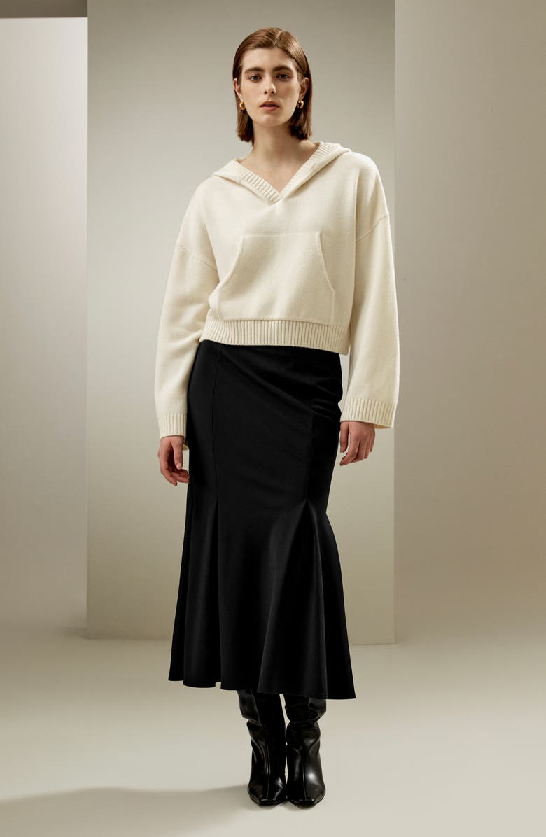 Lilysilk Cropped Wool-Cashmere Blend Hoodie for Women, Alternate, color, White