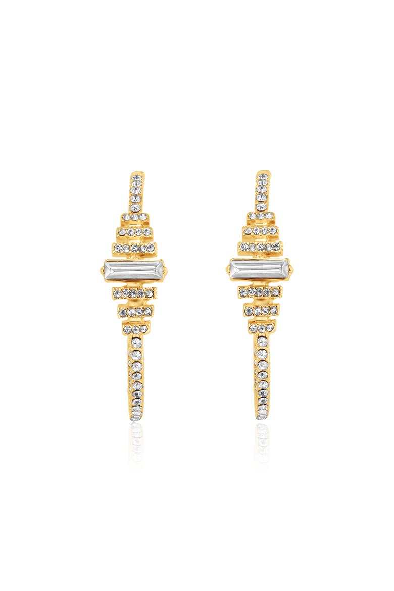 BCBGeneration Crystal Baguette Hoop Earrings, Main, color, Gold