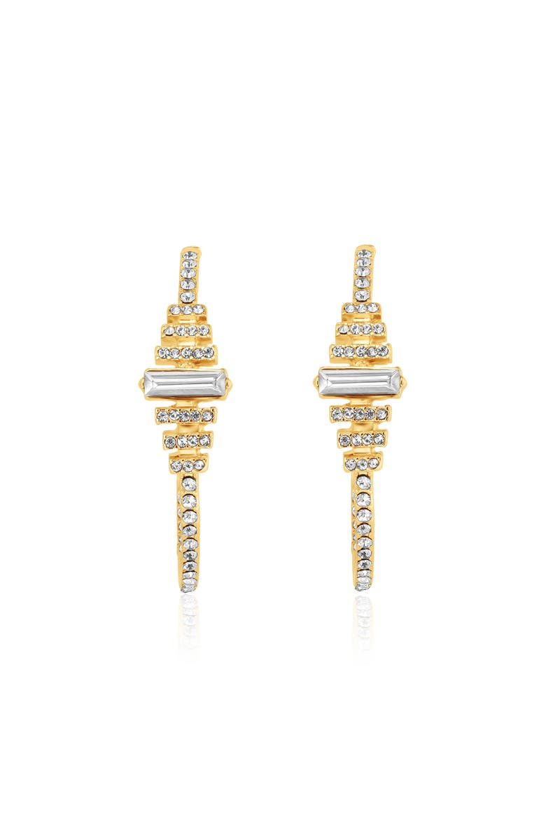 BCBG Generation BCBGeneration Crystal Baguette Hoop Earrings, Main, color, Gold
