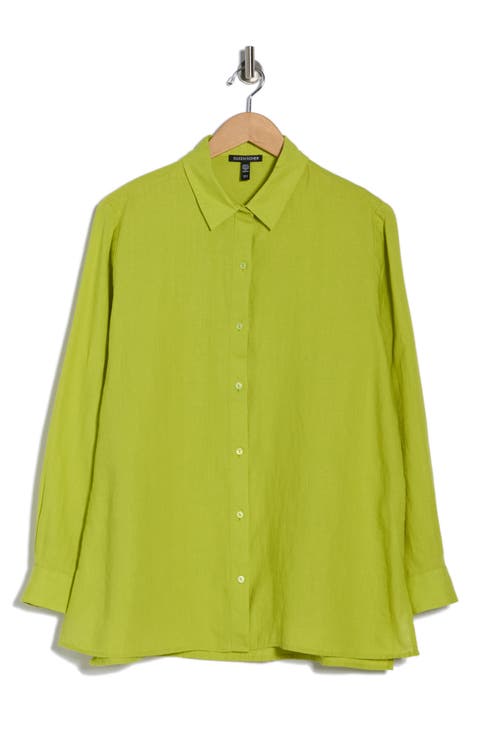 Classic Collar Organic Linen Button-Up Shirt