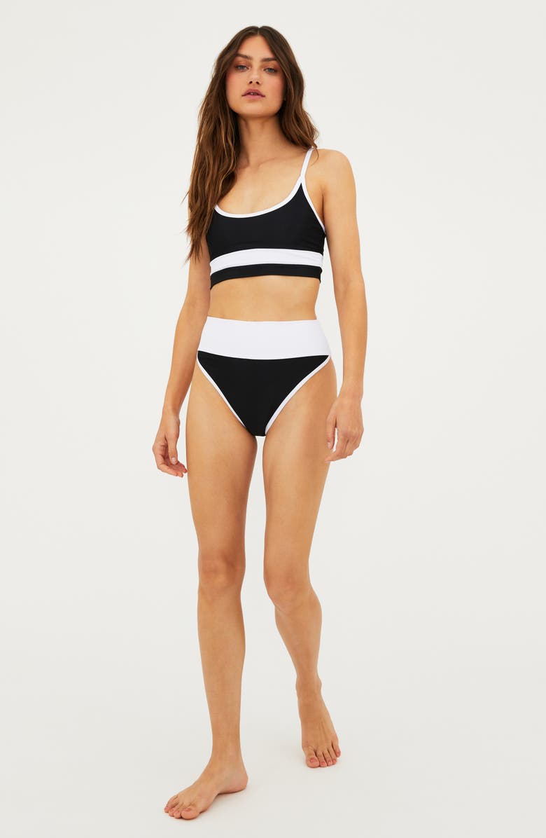 Beach Riot Eva Colorblock Bikini Top, Alternate, color, Black/ White