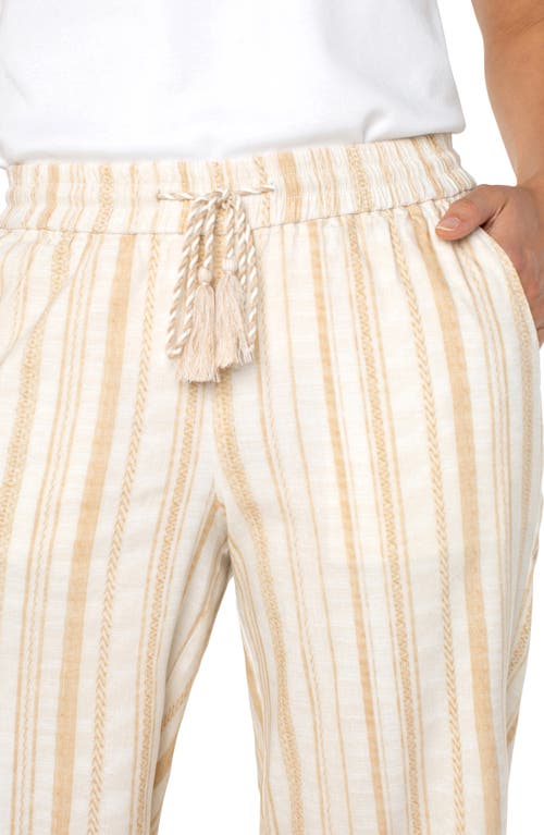 Liverpool Los Angeles Womens Striped Drawstring Waist Wide Leg Pants Pxs Xl In Neutral