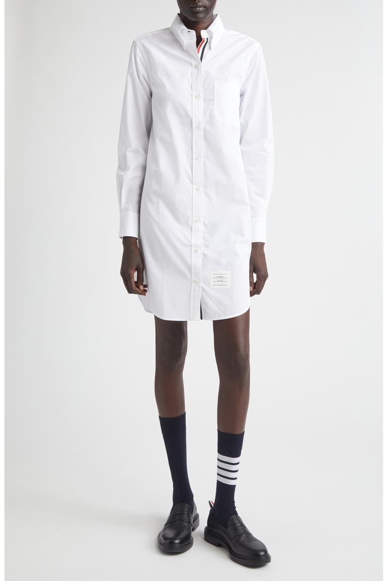 Long Sleeve Oxford Shirtdress, Alternate, color, WHITE