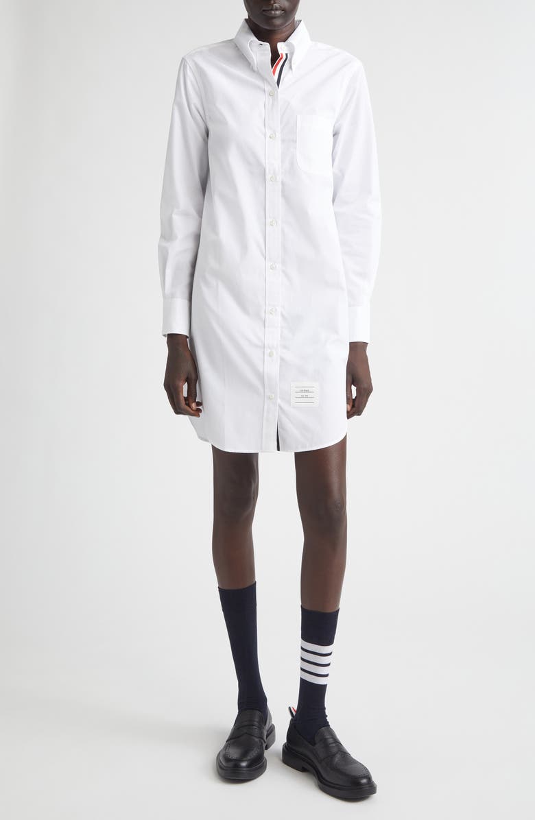 Thom Browne Long Sleeve Oxford Shirtdress, Alternate, color, White