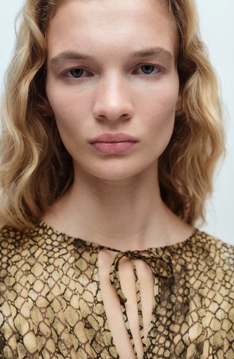 MANGO Print Ruffle Cuff Top, Alternate, color, 