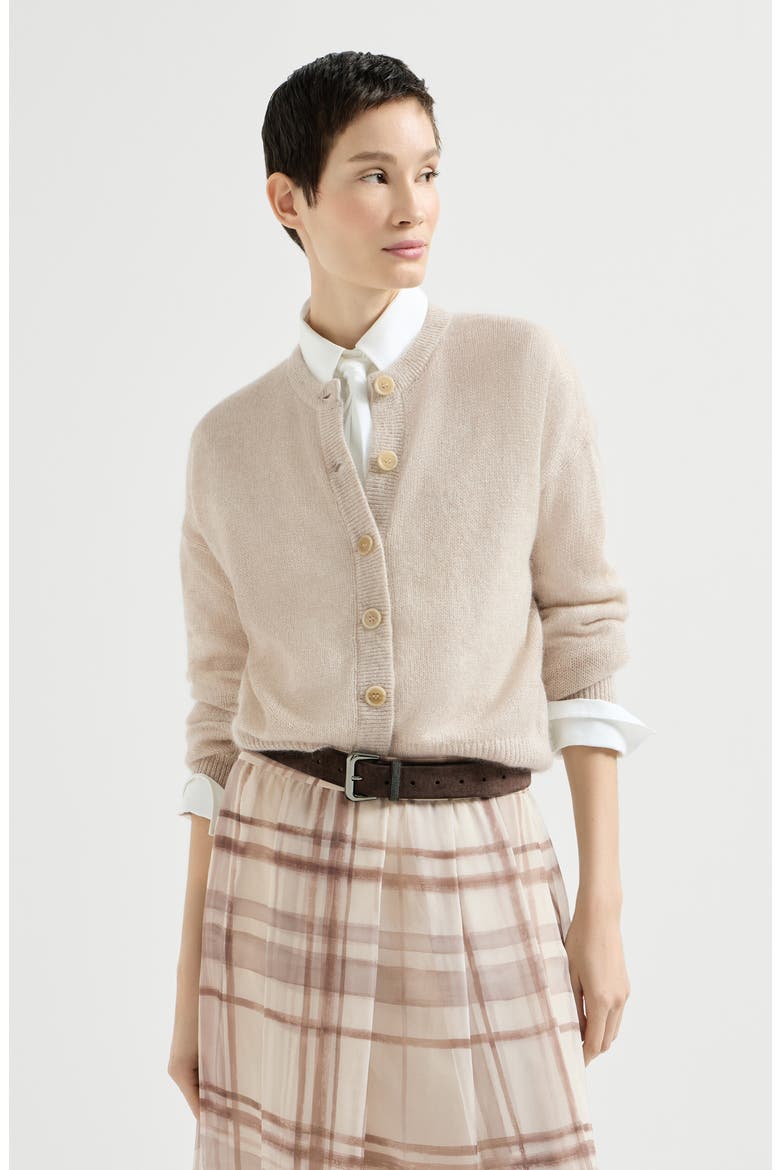 Sparkling mohair and wool cardigan, Main, color, Ivory