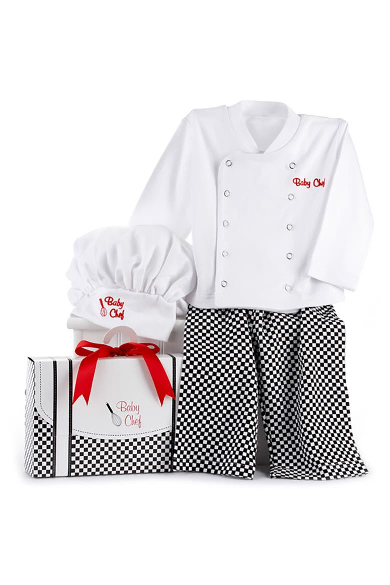 Big Dreamzzz Chef 3-Piece Cotton Top, Pants & Hat Gift Set, Alternate, color, WHITE