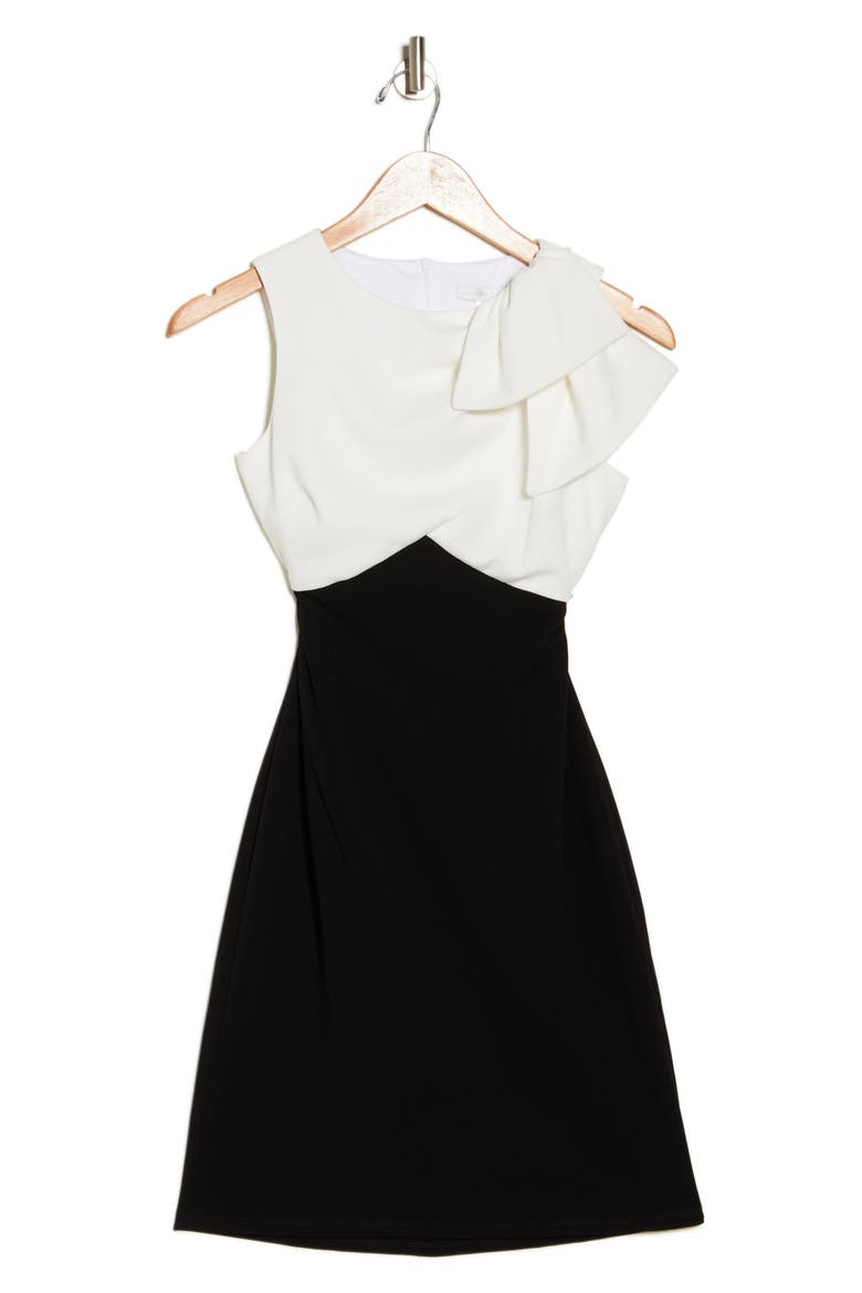 Two-Tone Bow Sleeveless Dress, Alternate, color, BLACK/ WHITE