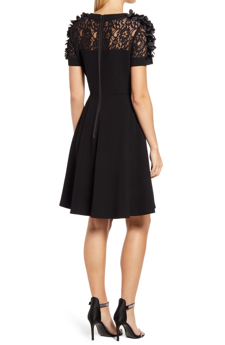 Shani Floral Appliqué Fit & Flare Cocktail Dress, Alternate, color,