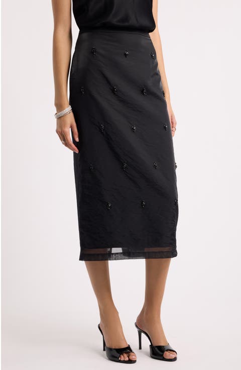 Embellished Column Midi Skirt