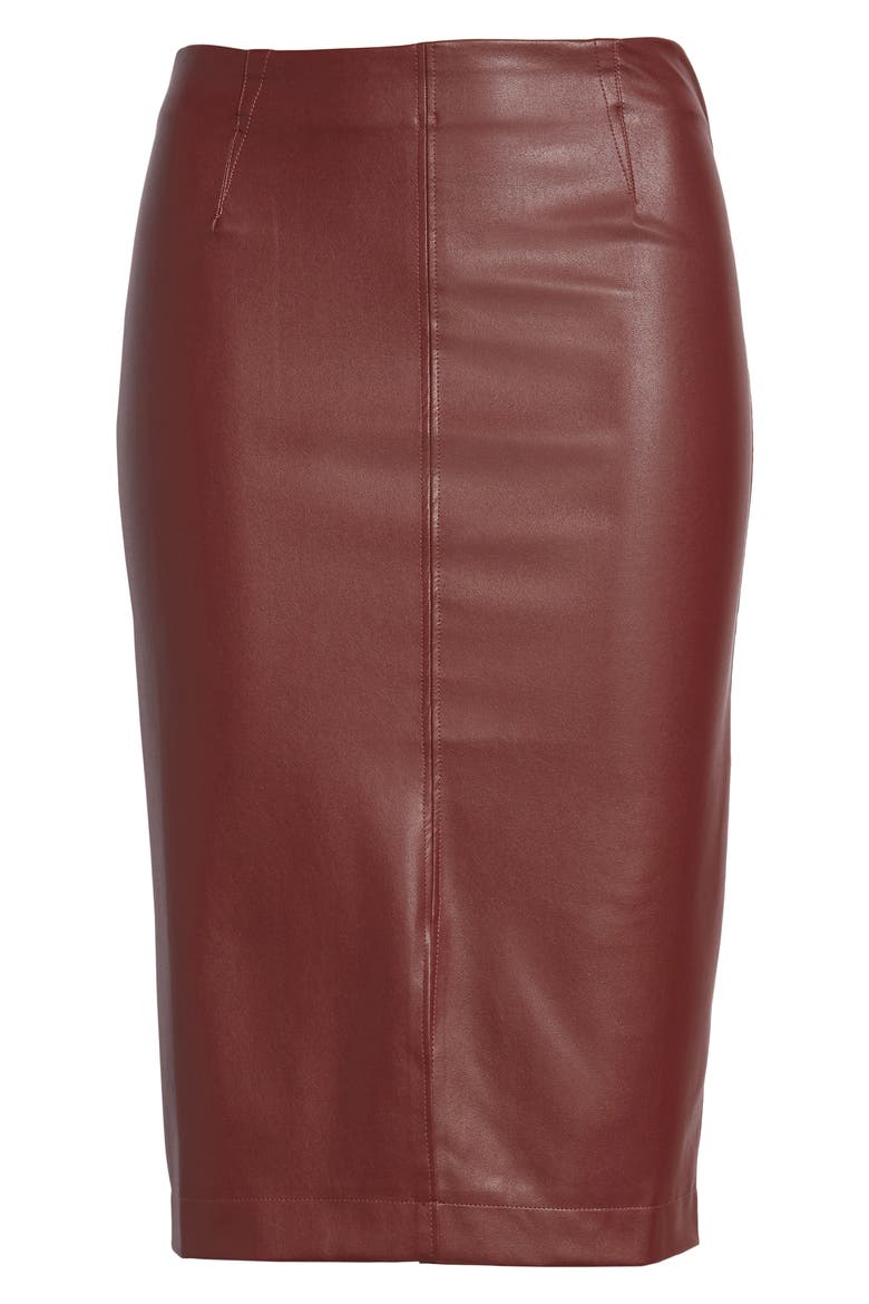 Faux Leather Pencil Skirt, Alternate, color, BORDEAUX