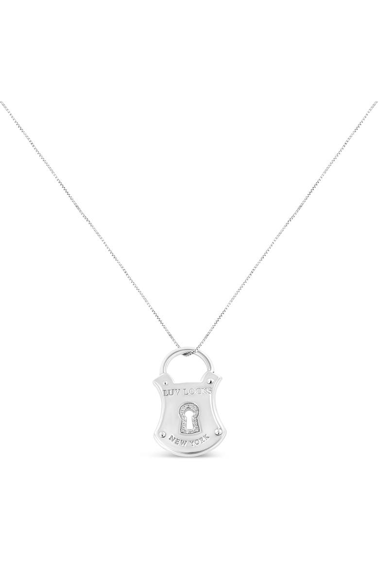 Haus of Brilliance .925 Sterling Silver 1/10 Cttw Diamond Lock Pendant Necklace, Alternate, color, White
