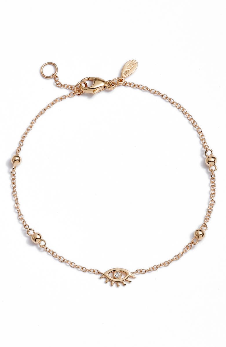Anzie x Mel Soldera Evil Eye Bracelet, Main, color, Gold/ Diamond