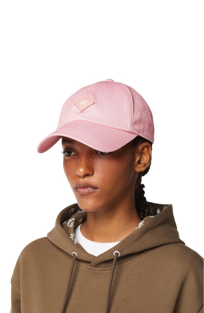 MCM Essential Diamond Cap in Cotton Twill, Alternate, color, Pink