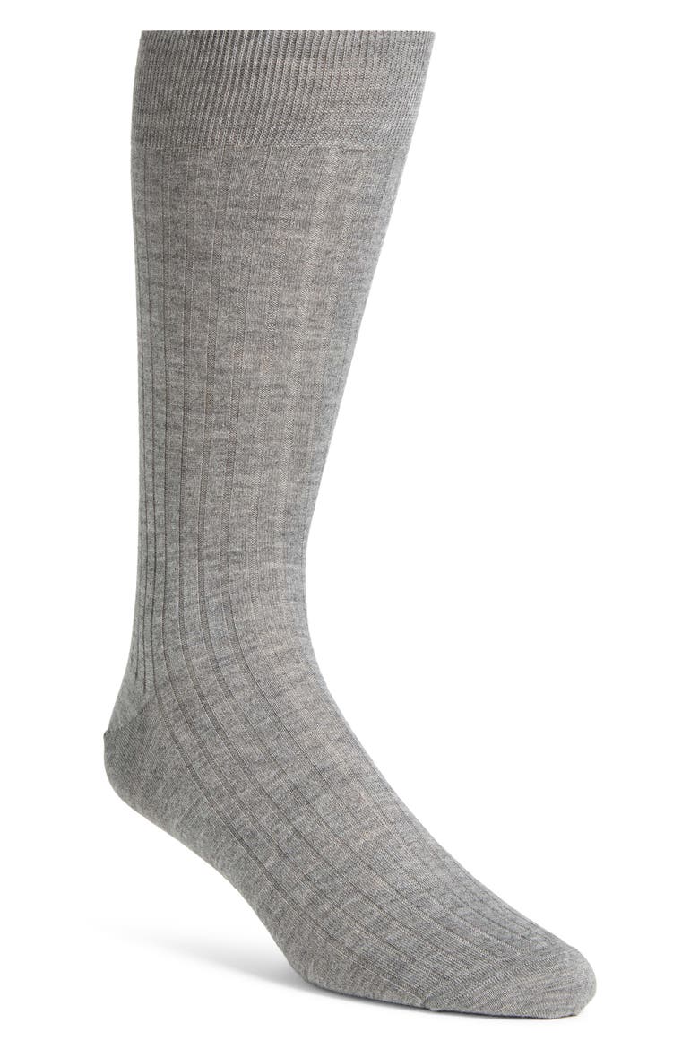 Ribbed Cashmere & Silk Socks, Main, color, LT GREY