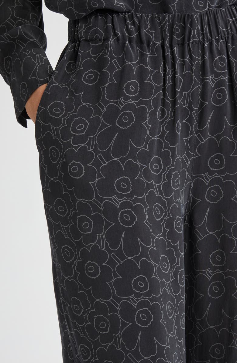 Marimekko Oanet Piirto Unikko Wide Leg Pants, Alternate, color, Black, Dark Grey