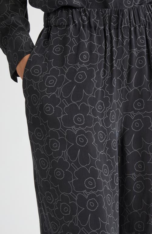 Marimekko Oanet Piirto Unikko Wide Leg Pants In Black