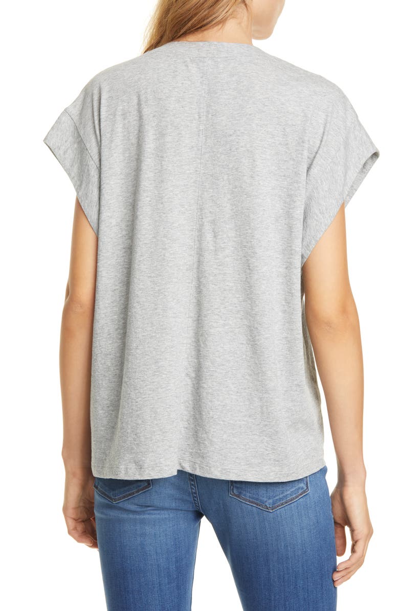 FRAME Le Mid Rise V-Neck T-Shirt, Alternate, color, Gris Heather
