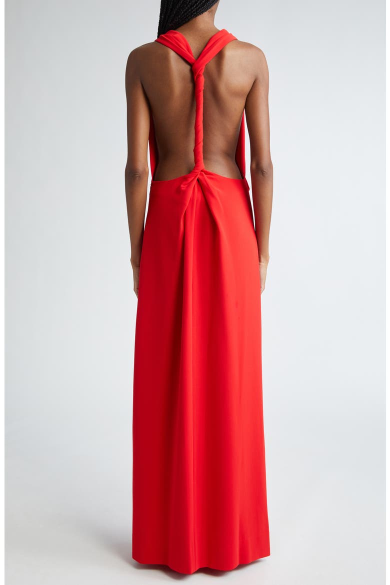 Faye Draped Backless Gown, Alternate, color, RED