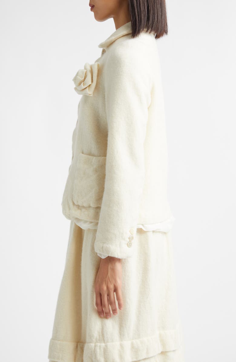 Comme des Garçons Girl Wool Blend Felt Jacket, Alternate, color, Ecru