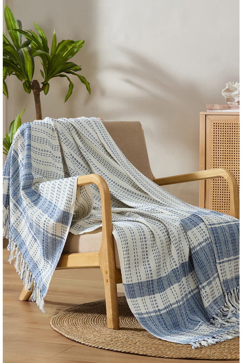 Charleston Cotton Throw Blanket, Alternate, color, BLUE