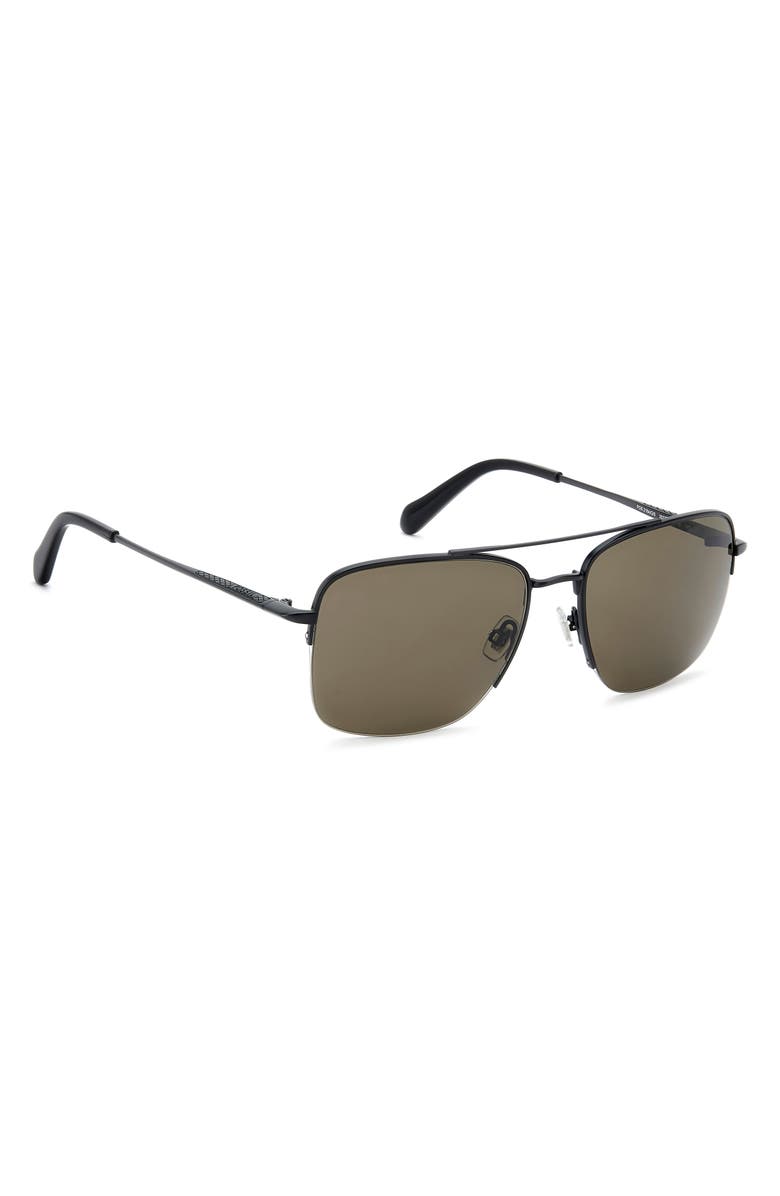 Fossil 57mm Rectangular Sunglasses, Alternate, color, Matte Black/ Brown