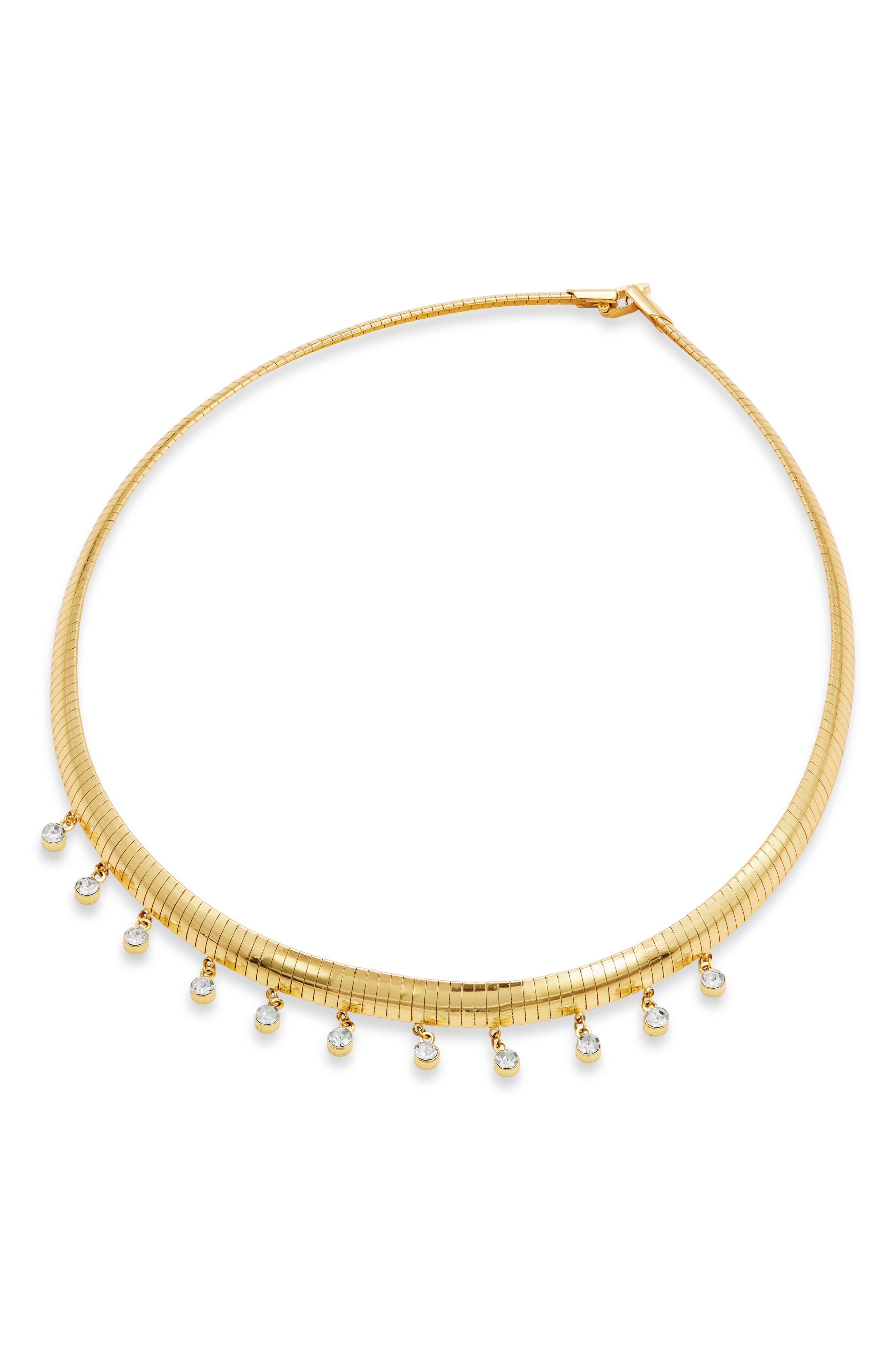 SAVVY CIE JEWELS Cubic Zirconia Charm Omega Chain Necklace