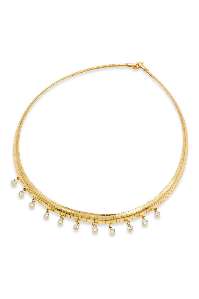 Cubic Zirconia Charm Omega Chain Necklace, Main, color, GOLD