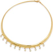 SAVVY CIE JEWELS Cubic Zirconia Charm Omega Chain Necklace