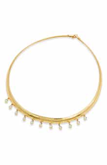 SAVVY CIE JEWELS Cubic Zirconia Charm Omega Chain Necklace