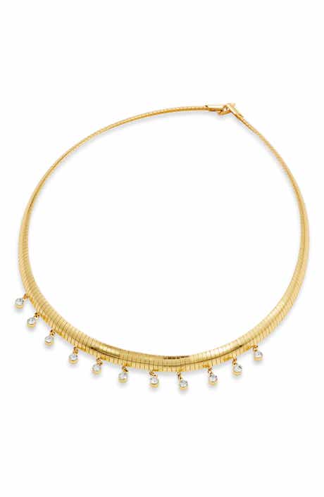 SAVVY CIE JEWELS Cubic Zirconia Charm Omega Chain Necklace