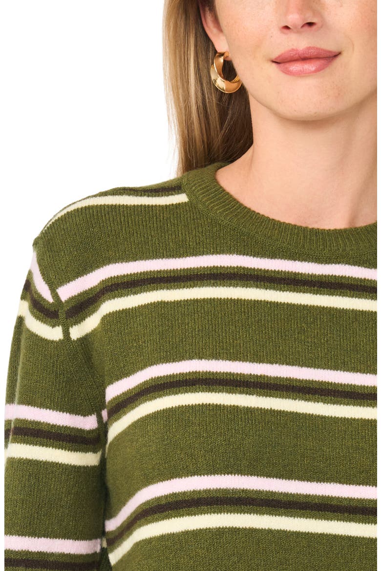 Stripe Crewneck Sweater, Alternate, color, GRECIAN OLIVE