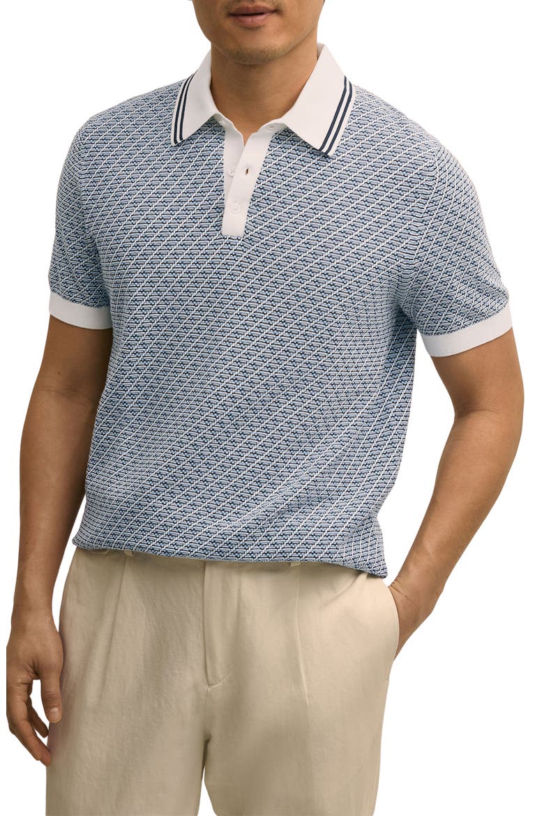 Geometric Textured Cotton Polo Sweater, Main, color, TEXTURE DIAMOND IVORY MULTI