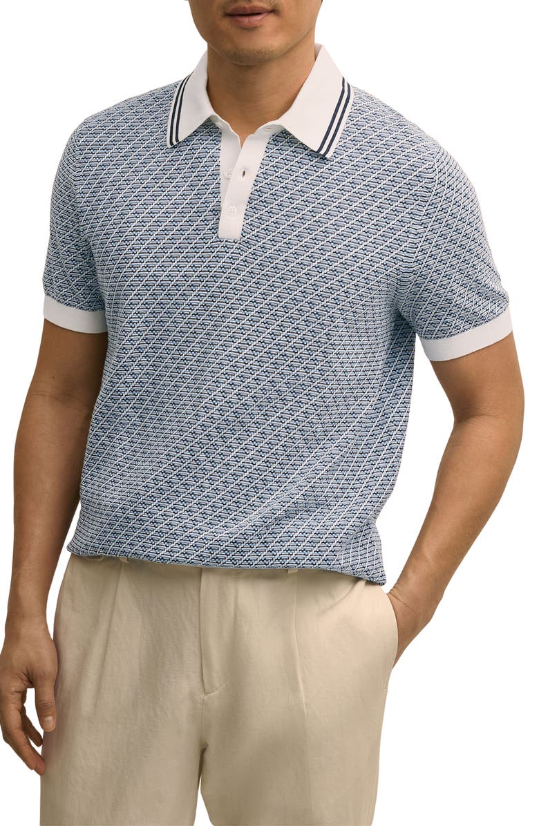 Brooks Brothers Geometric Textured Cotton Polo Sweater, Main, color, Texture Diamond Ivory Multi