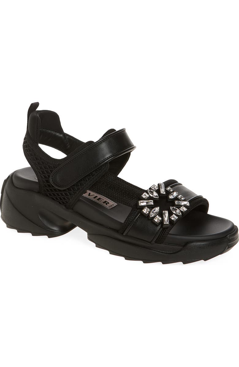 Roger Vivier Viv' on the Run Sandal, Main, color, Nero