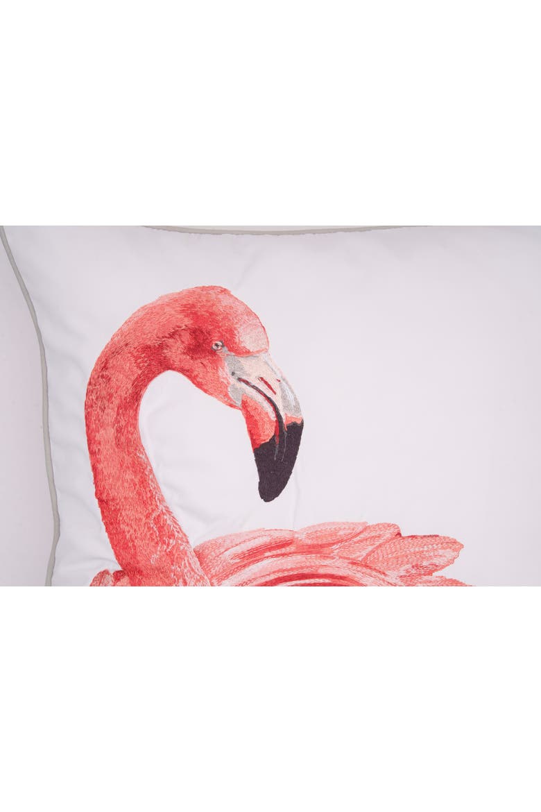 Flamazing Views Tropical Flamingo Embroidered Throw Pillow, 20" x 20" - Right, Alternate, color, Pink