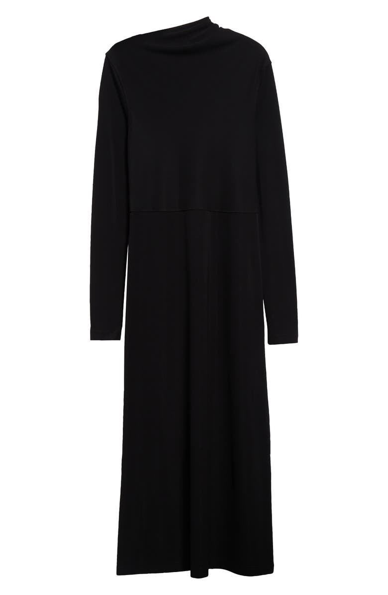 TOTEME Draped Long Sleeve Jersey Dress, Alternate, color, Black