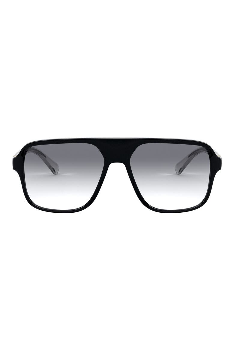 Dolce&Gabbana 57mm Gradient Navigator Sunglasses, Main, color, BLACK