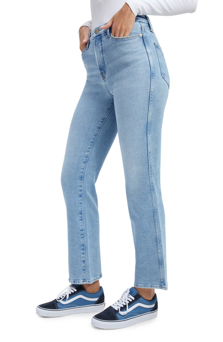 Good American Good Curve High Waist Ankle Straight Leg Jeans, Alternate, color,
