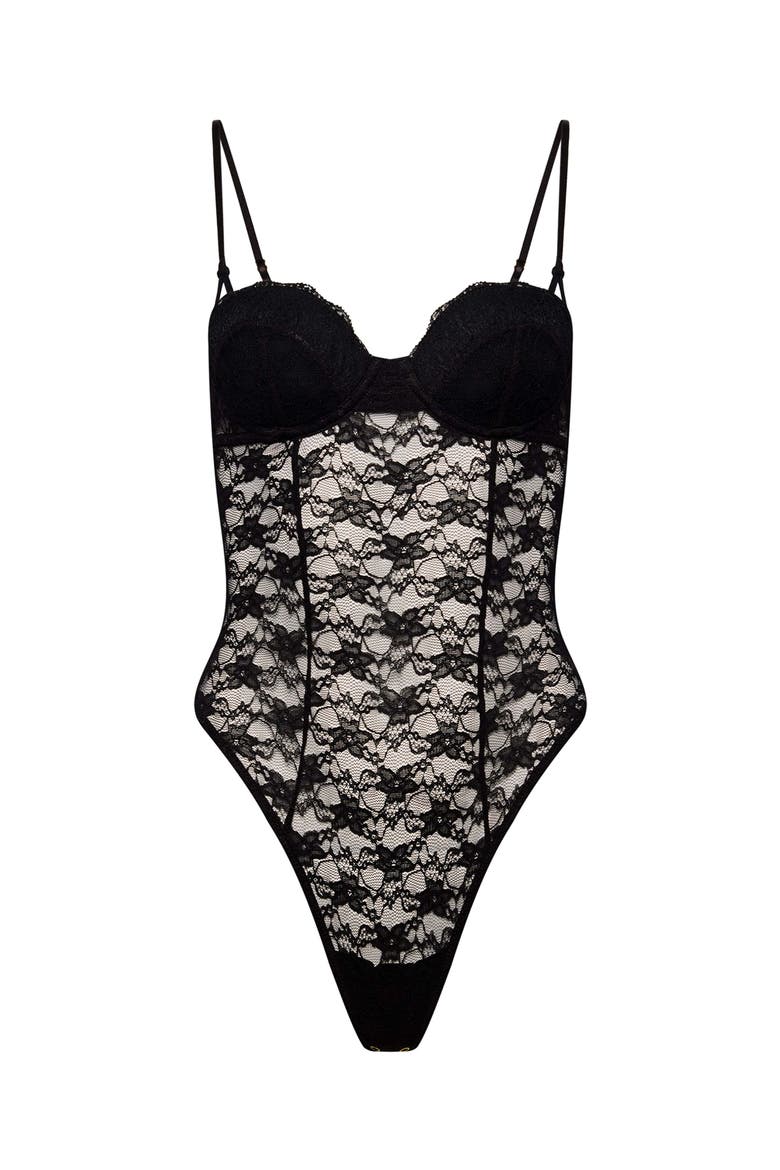 Effortless Lace Teddy, Alternate, color, Black