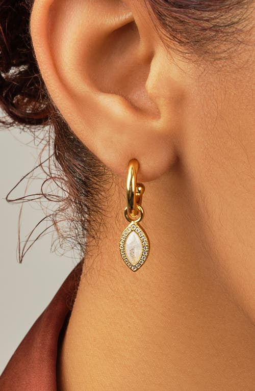 Sterling Forever Calla Cz Charm Drop Hoop Earrings In Gold