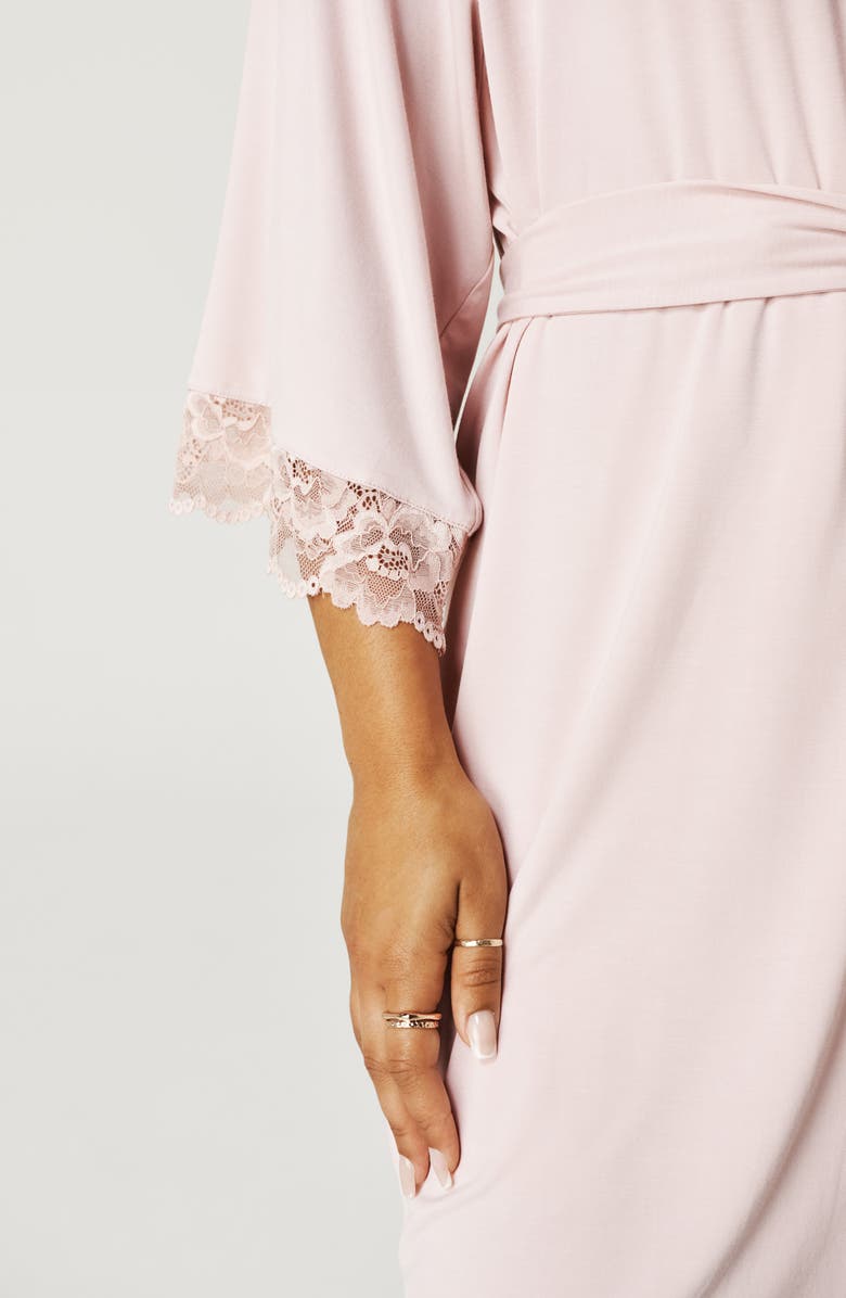 Posh Peanut Lace Trim Robe, Alternate, color, Pink