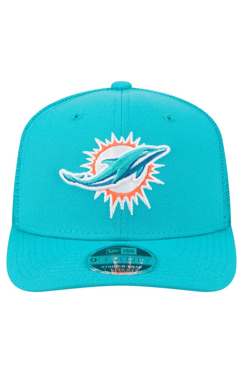 New Era Men's New Era Aqua Miami Dolphins Team Collection 9SEVENTY Stretch-Snap Adjustable Hat, Alternate, color, Aqua