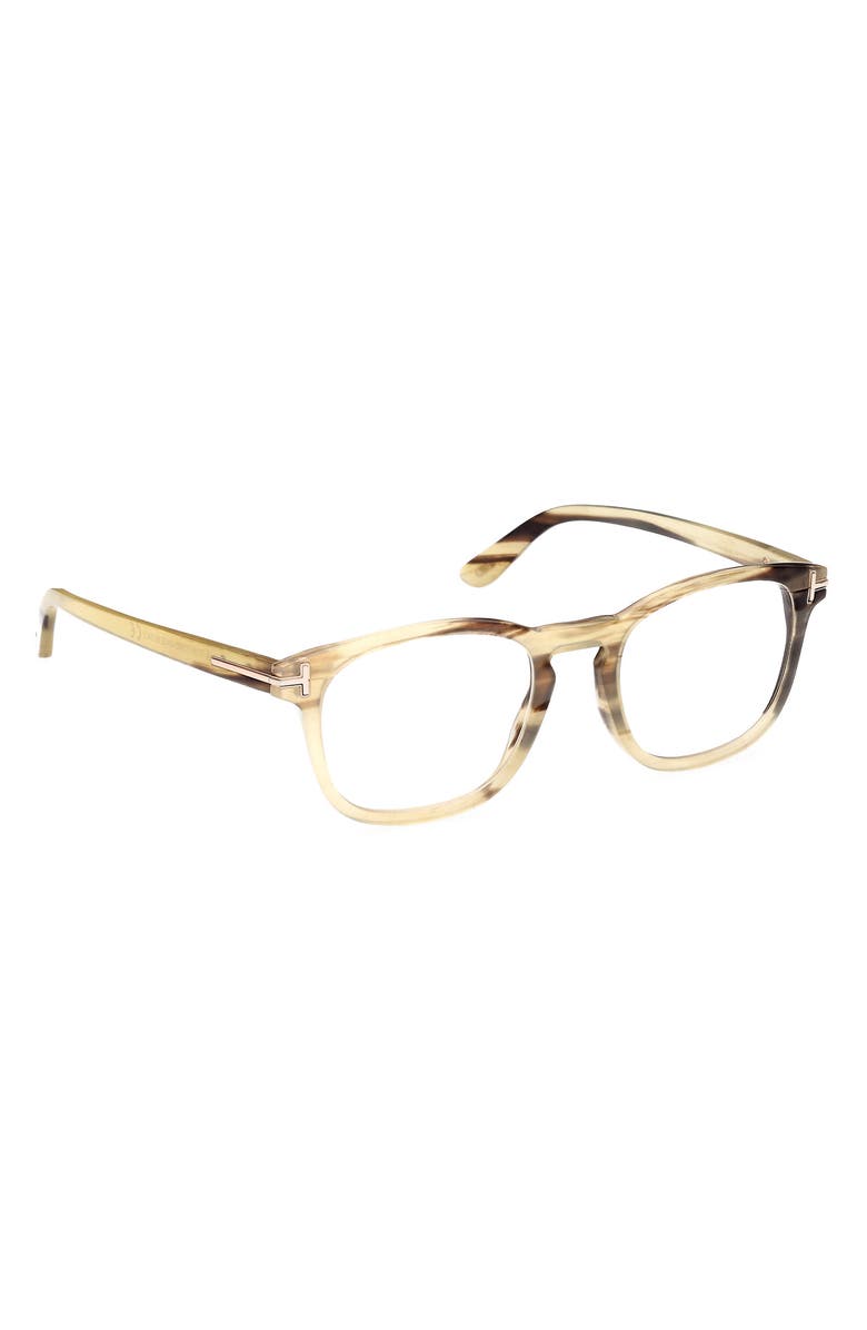 TOM FORD 50mm Square Optical Glasses, Alternate, color, Light Brown Striped / T Logo